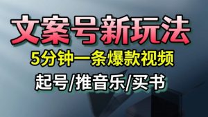 文案号新玩法，5分钟一条爆款视频，流量高，起号快，多方位变现-网创项目总站