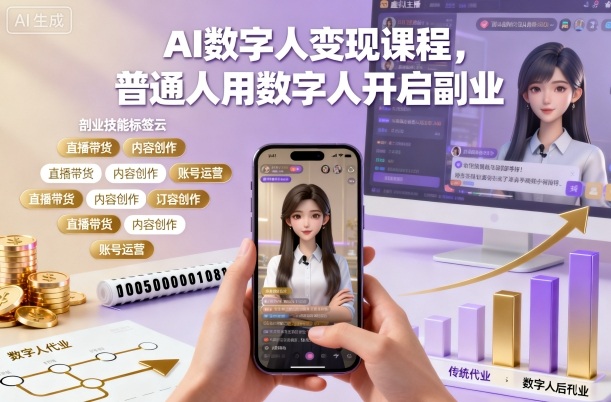 AI数字人变现课程，普通人用数字人开启副业-网创项目总站