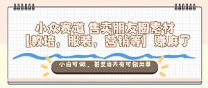 小众赛道售卖朋友圈素材【教培，服装，营销等】賺麻了，小白可做，甚至当天有可能出单-网创项目总站