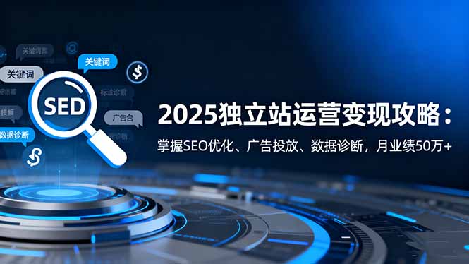 2025独立站运营变现攻略：掌握SEO优化、广告投放、数据诊断，月业绩50万+-网创项目总站