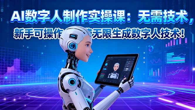 AI数字人制作实操课：无需技术，新手可操作，免费无限生成数字人技术！-网创项目总站