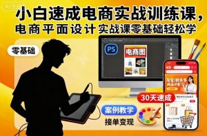 小白速成电商实战训练课，电商平面设计实战课零基础轻松学-网创项目总站
