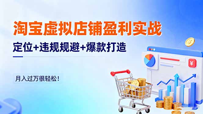淘宝虚拟店铺盈利实战：定位+违规规避+爆款打造，月入过万很轻松！-网创项目总站