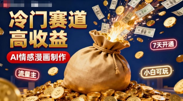 公众号冷门赛道，用AI做情感漫画，7天开通流量主，操作简单，小白可玩-网创项目总站