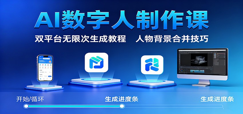 AI数字人制作课：双平台无限次生成教程，人物背景合并技巧-网创项目总站