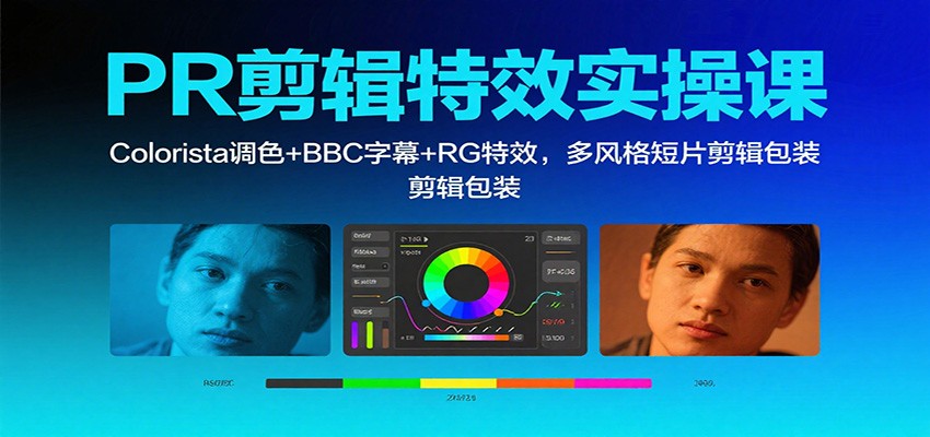 PR剪辑特效实操课：Colorista调色+BBC字幕+RG特效，多风格短片剪辑包装-网创项目总站