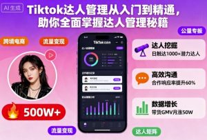 Tiktok达人管理从入门到精通，助你全面掌握达人管理秘籍-网创项目总站