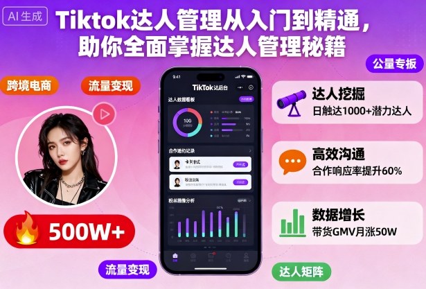 Tiktok达人管理从入门到精通，助你全面掌握达人管理秘籍-网创项目总站