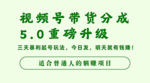 视频号带货分成5.0重磅升级，三天暴利起号玩法，今日发，明天就有钱赚…-网创项目总站