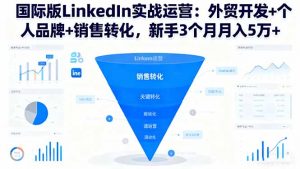 国际版LinkedIn实战运营：外贸开发+个人品牌+销售转化，新手3个月月入5万+-网创项目总站