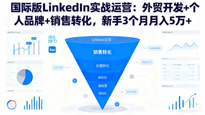 国际版LinkedIn实战运营：外贸开发+个人品牌+销售转化，新手3个月月入5万+-网创项目总站