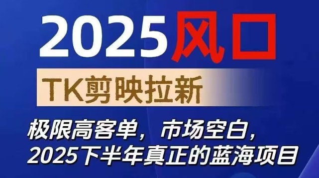 2025风口TK剪映capcut拉新项目，极限高客单，市场空白，2025下半年真正的蓝海项目-网创项目总站