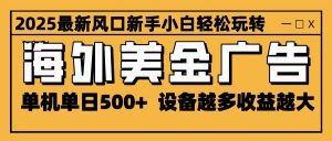 2025最新风口 海外美金广告 单机单日500+ 可无限放大 设备越多收益越大 轻松上手-网创项目总站