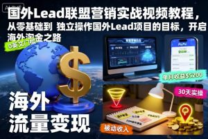国外Lead联盟营销实战视频教程，从零基础到独立操作国外Lead项目的目标，开启海外淘金之路-网创项目总站