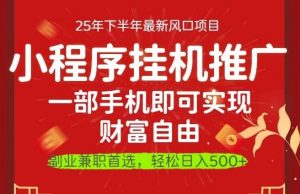 一部手机即可实现财富自由，微信小程序推广最新玩法教学，操作简单容易上手【揭秘】-网创项目总站