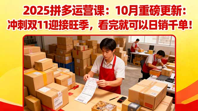 2025拼多多运营课：10月重磅更新：冲刺双11迎接旺季，看完就可以日销千单-网创项目总站