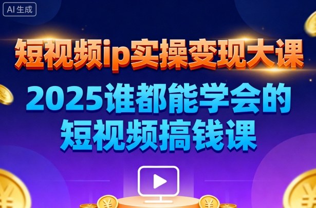 短视频ip实操变现大课，7月26-27日广州站线下课，2025谁都能学会的短视频搞钱课-网创项目总站
