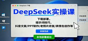 DeepSeek实操课：下载部署，提示词技巧，抖音文案/PPT制作/老照片修复/表情包创作等-网创项目总站