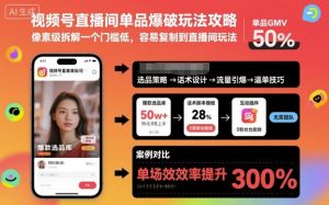 视频号直播间单品爆破玩法攻略，像素级拆解一个门槛低，容易复制到直播间玩法-网创项目总站