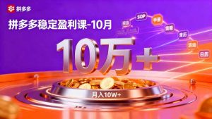 拼多多稳定盈利课-10月，强付费SOP+微付费高投产+活动矩阵，单店月入10万+-网创项目总站
