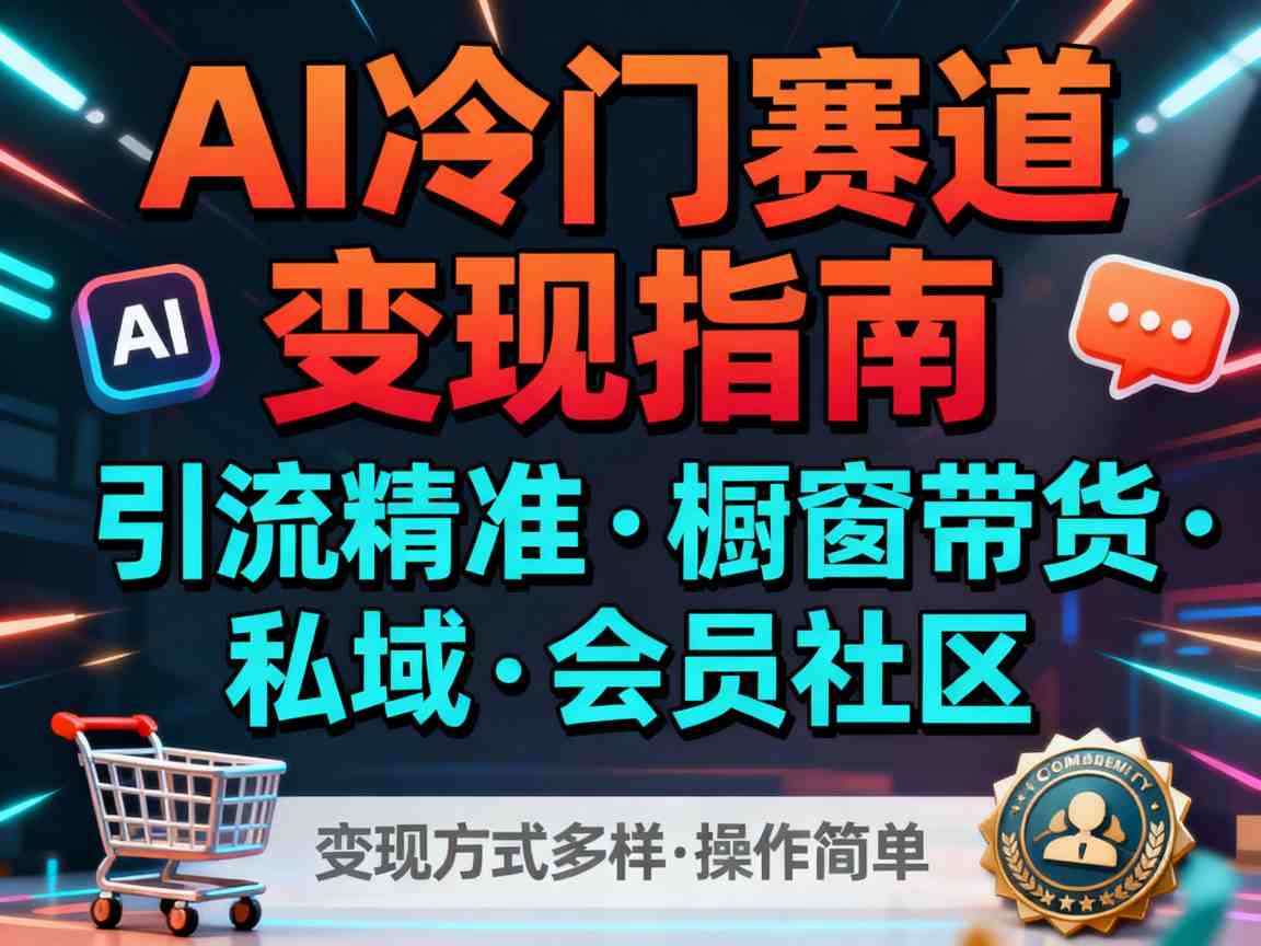AI冷门赛道，引流精准，橱窗带货+私域+会员社区，变现方式多样，操作简单-网创项目总站