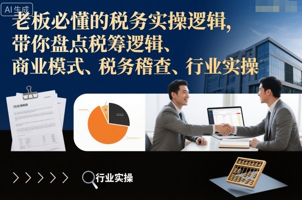老板必懂的税务实操逻辑，带你盘点税筹逻辑、商业模式、税务稽查、行业实操-网创项目总站