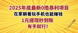 2025年底最新0撸暴利项目,在家也能躺赚,1元秒提现,有手就行!-网创项目总站