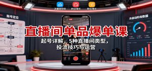 直播间单品爆单课：起号详解，5种直播间类型，投流技巧与运营-网创项目总站