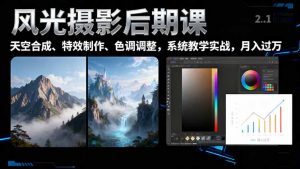 风光摄影后期课，一键换天空合成、特效制作、色调调整，月入过万-网创项目总站