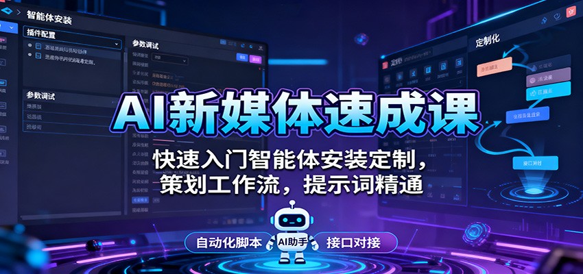 AI新媒体速成课：快速入门智能体安装定制，策划工作流，提示词精通-网创项目总站
