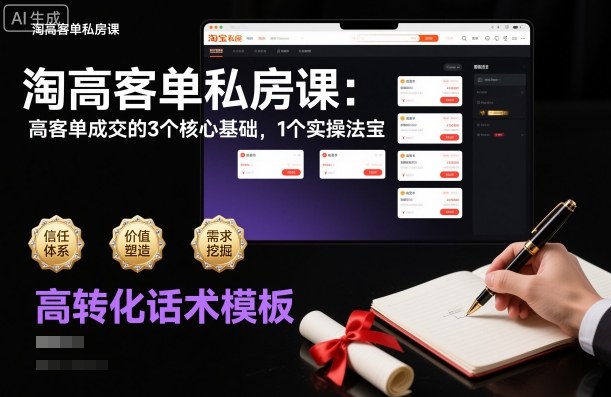 淘高客单私房课：高客单成交的3个核心基础，1个实操法宝-网创项目总站