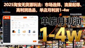 2025淘宝无货源玩法：市场选择、流量起爆、高利润选品，单店月利润1-4w-网创项目总站
