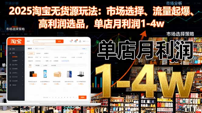 2025淘宝无货源玩法：市场选择、流量起爆、高利润选品，单店月利润1-4w-网创项目总站