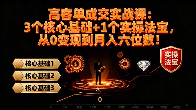 高 客单成交实战课：3个核心基础+1个实操法宝，从0变现到月入六位数！-网创项目总站
