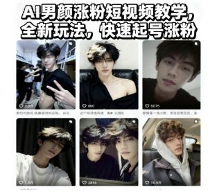 AI男颜涨粉短视频教学，全新玩法，快速起号涨粉-网创项目总站