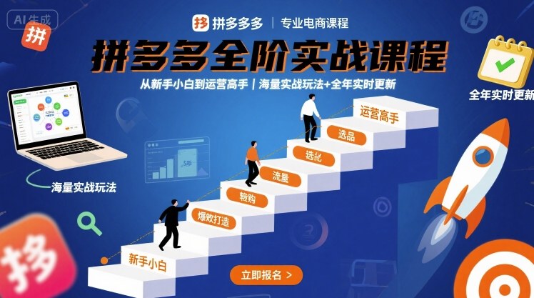 拼多多全阶实战课程，从新手小白到运营高手，海量实战玩法+全年实时更新【2025年10月更新】-网创项目总站