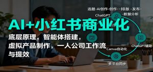 AI+小红书商业化，底层原理，智能体搭建，虚拟产品制作，一人公司工作流与提效-网创项目总站
