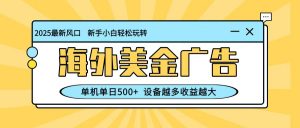最新蓝海项目，海外美金广告，单机单日500+，可矩阵放大，设备越多收益越大-网创项目总站