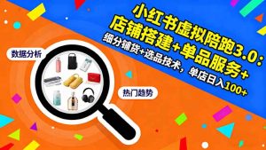 小红书虚拟陪跑3.0：店铺搭建+单品服务+细分铺货+选品技术，单店日入100+-网创项目总站