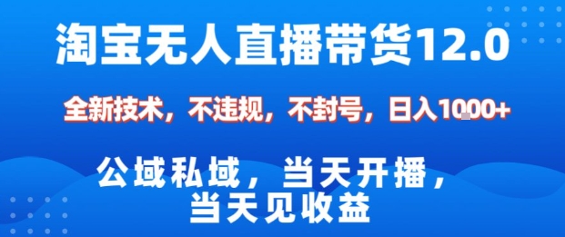 淘宝无人直播12.0，公域私域技术，不封号，不违规布局双十一流量风口，日入1k(独家技术)【揭秘】-网创项目总站