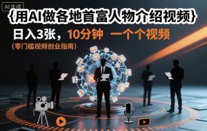 用AI做各地首富人物介绍视频，日入3张，10分钟一个视频-网创项目总站