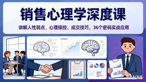 销售心理学深度课，讲解人性弱点、心理操控、成交技巧，36个密码实战应用-网创项目总站