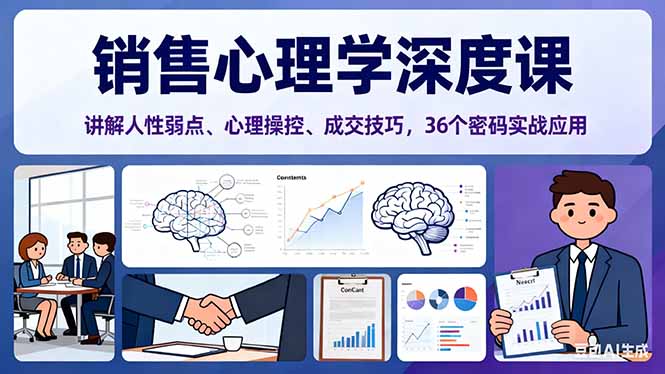 销售心理学深度课，讲解人性弱点、心理操控、成交技巧，36个密码实战应用-网创项目总站