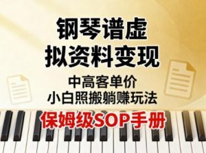 小红书钢琴谱虚拟资料变现，中高客单价，小白照搬的“躺賺”玩法【保姆级SOP手册】-网创项目总站