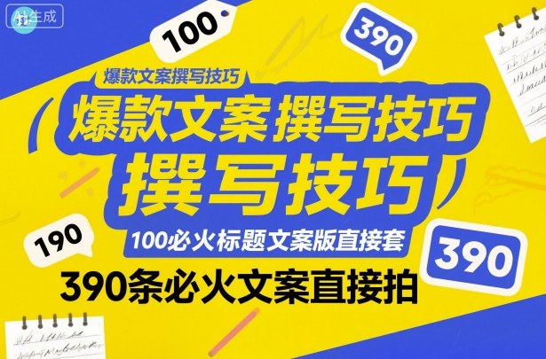 爆款文案撰写技巧，100个必火标题文案模版直接套，390条必火文案直接拍-网创项目总站
