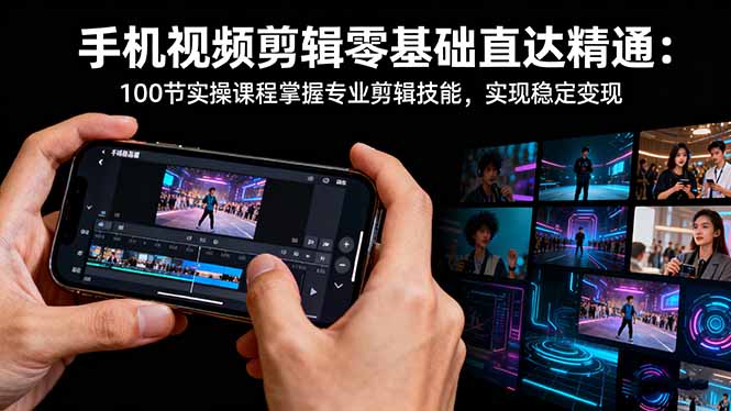 手机视频剪辑零基础直达精通：100节实操课程掌握专业剪辑技能，实现稳…-网创项目总站