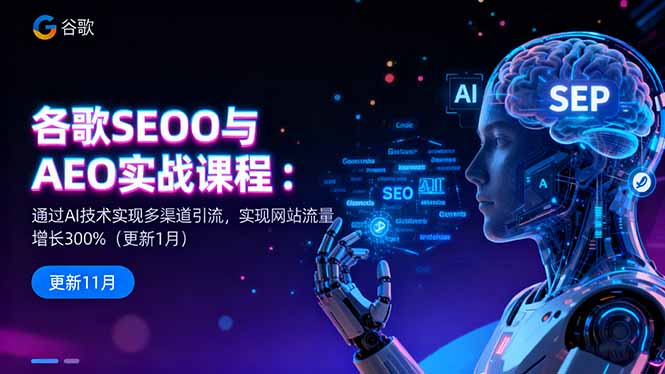 谷歌SEO与AEO实战课程：通过AI技术实现多渠道引流，实现网站流量增长300%-网创项目总站