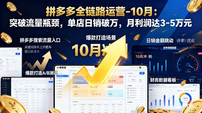 拼多多全链路运营-10月：突破流量瓶颈，单店日销破万，月利润达3-5万元-网创项目总站
