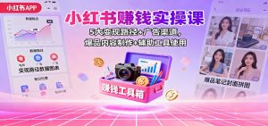 小红书赚钱实操课：5大变现路径+广告渠道，爆品内容制作+辅助工具使用-网创项目总站