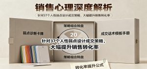 销售心理深度解析:针对37个人性弱点设计成交策略,大幅提升销售转化率!-网创项目总站